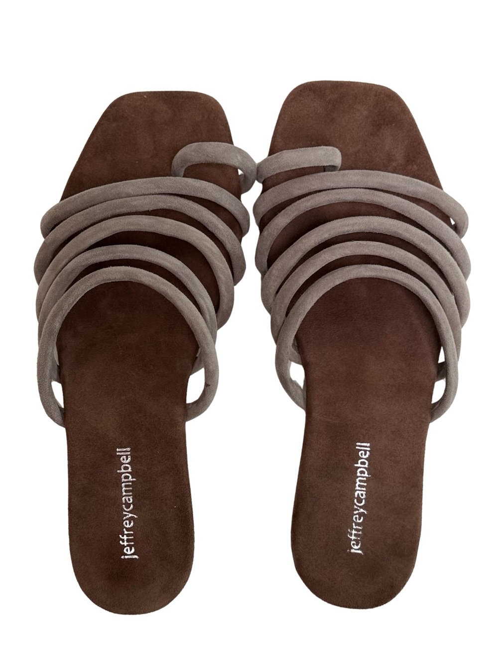 Jeffrey Campbell Taupe Gray Strappy Suede Slide Sandals Size 8